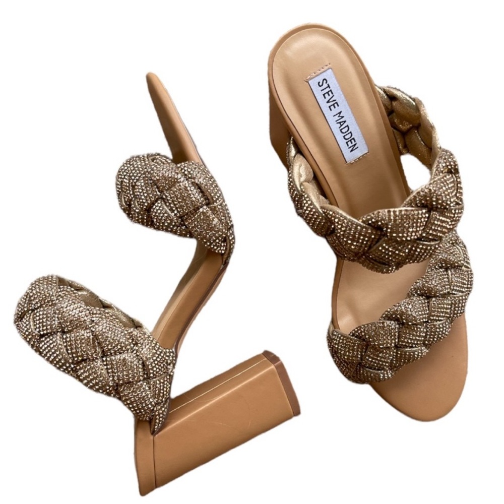 Steve Madden Kenley Brown Braided Women's Heels Bronze/Tan